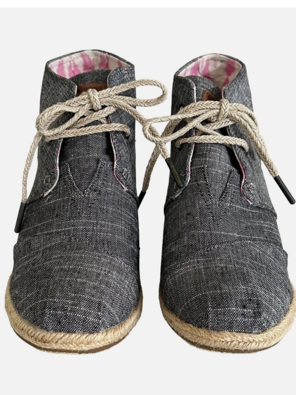 Toms Desert Wedges Black Chambray Ankle Boots Womens size 6.5 Lace Up
Shoes